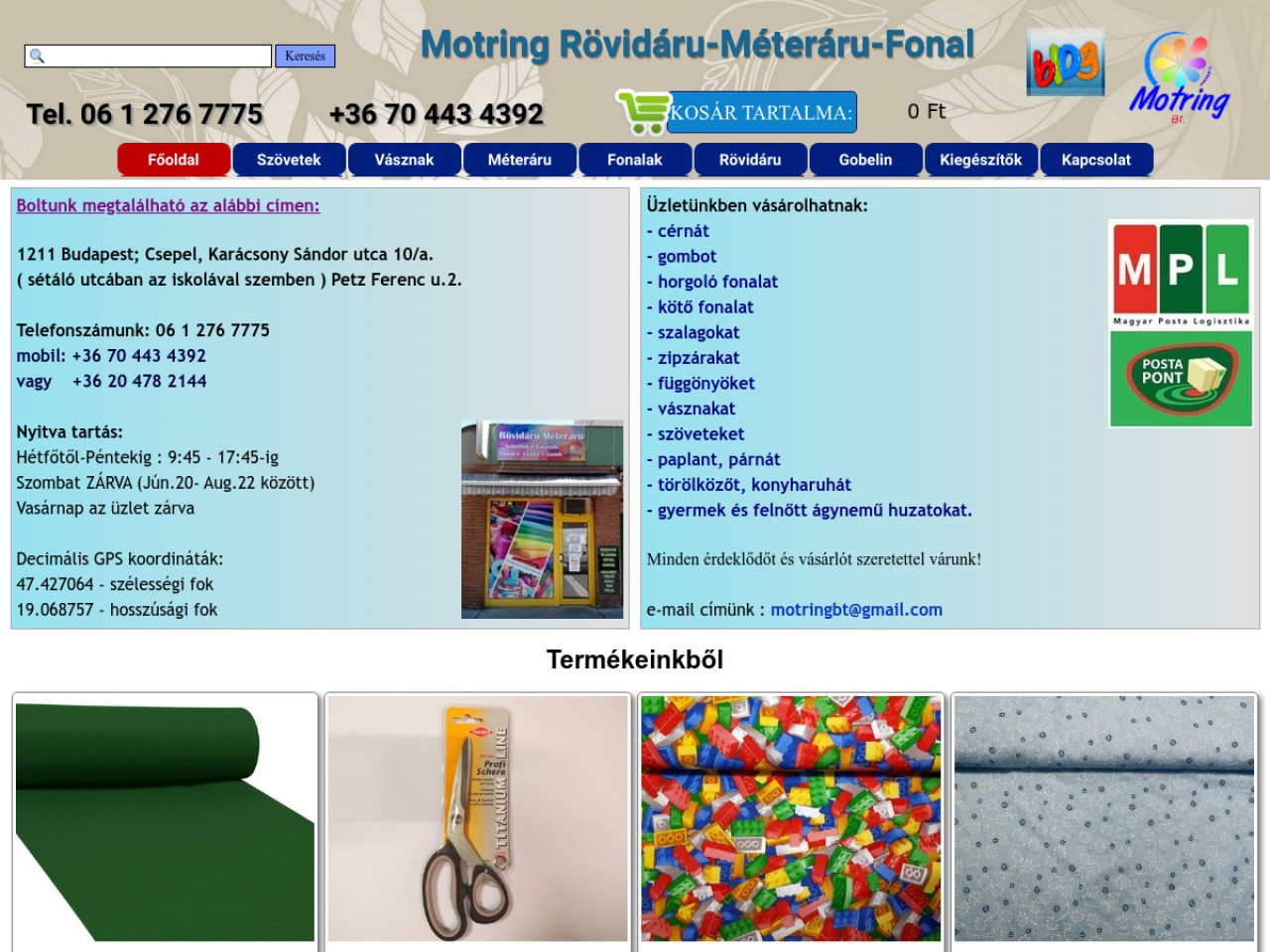 Motring Rövidáru Méteráru Fonal